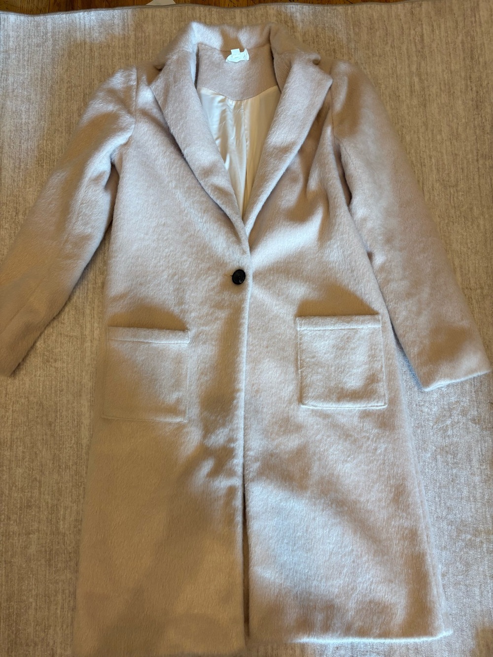 Everly Women’s Cream Colored Long Wool-Blend Coat Size Small - Picture 13 of 15